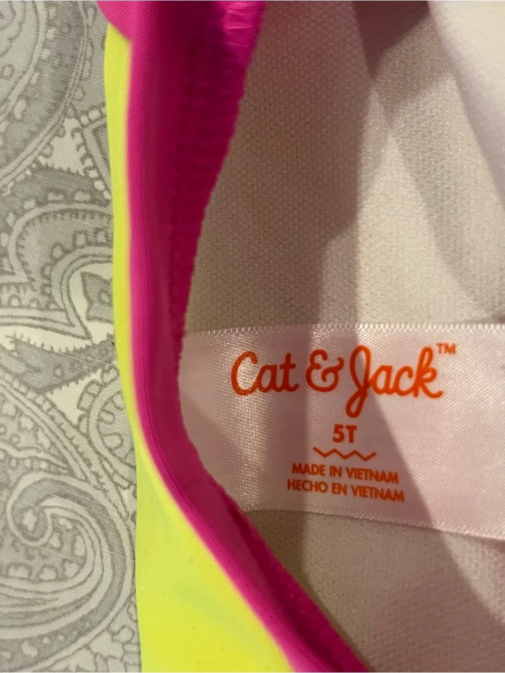 Cat& jack ‘s girl Long-Sleeve  One-Piece Swimsuit Pink,Yellow & Turquoise for 5T